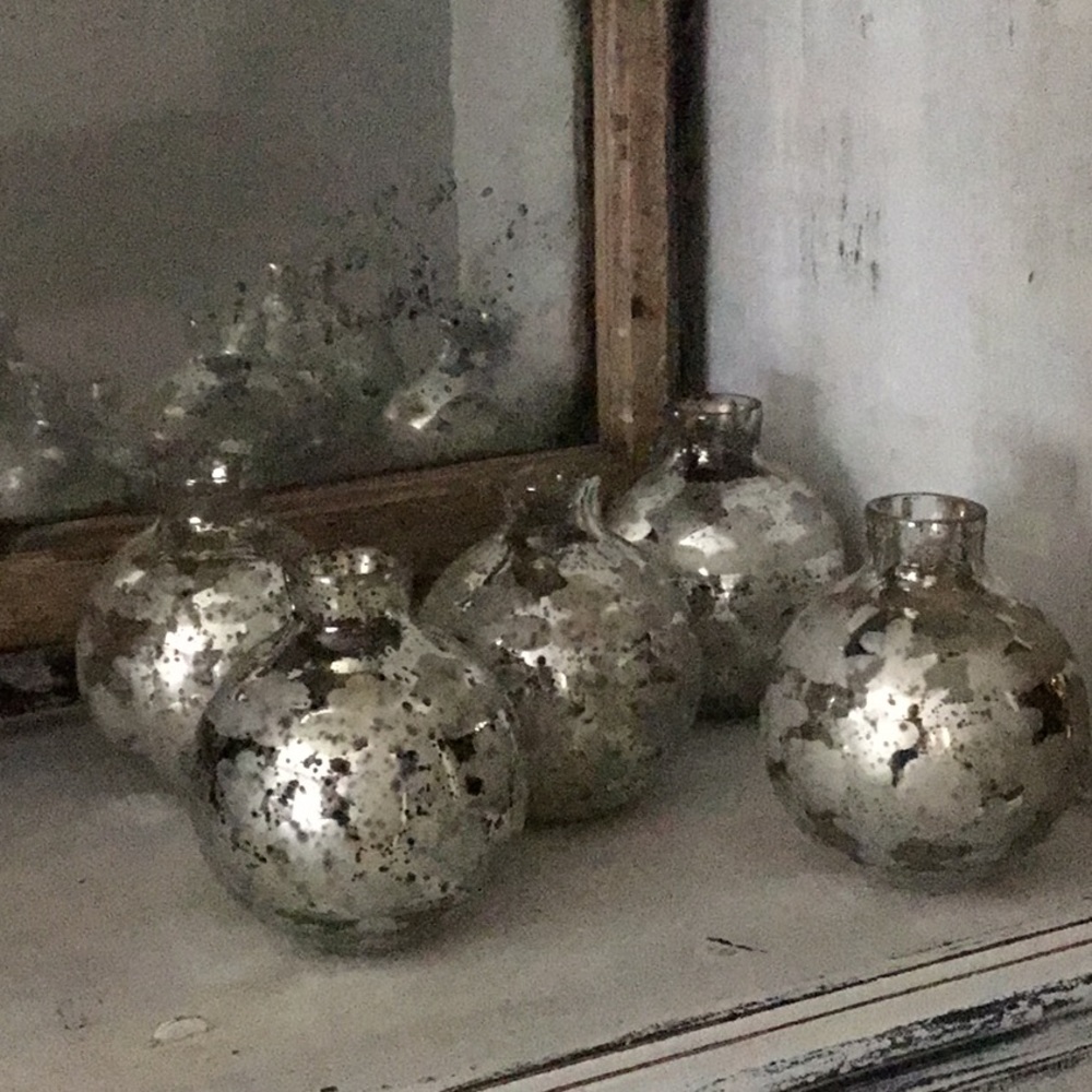 Pottery Barn Set of 5 Mercury Glass Bud Vases